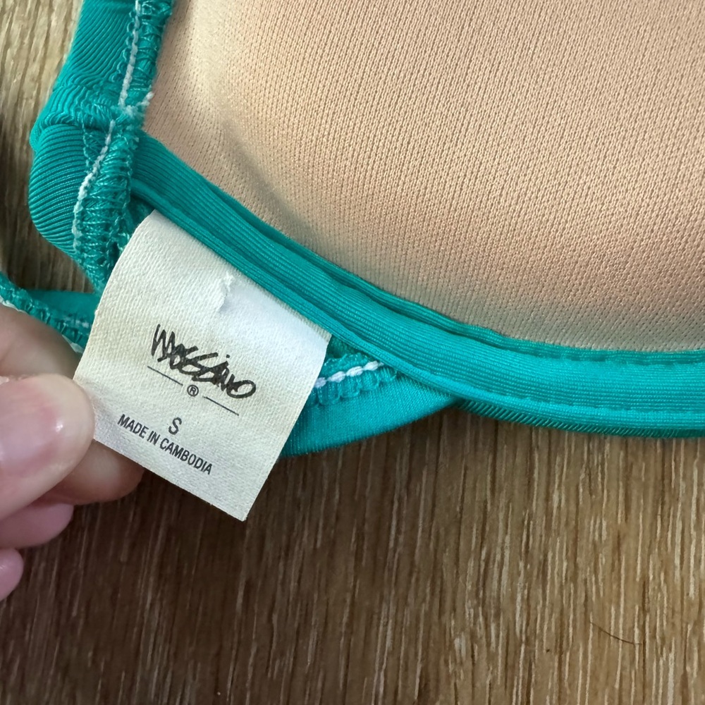 Mossimo Y2K Turquoise Halter Push Up Bikini Top, size Small - Picture 3 of 7